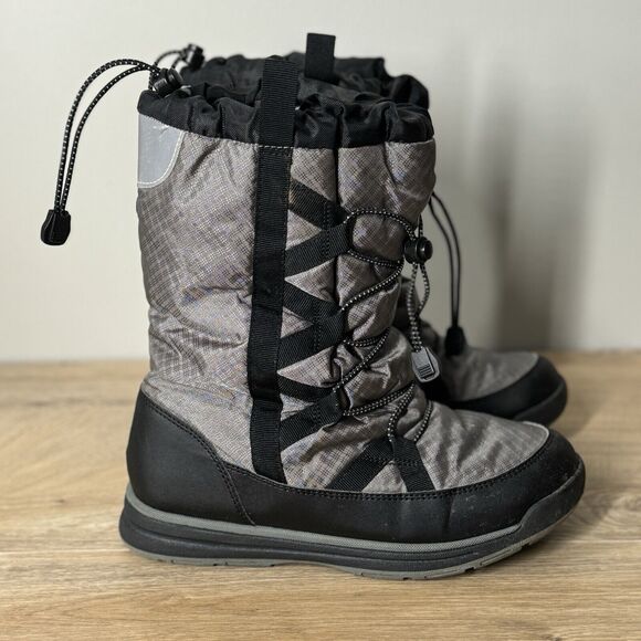 Lands End Big Kids Boots Youth Size 5M Gray Black Squall Mid Winter Snow Outdoor - Picture 2 of 11